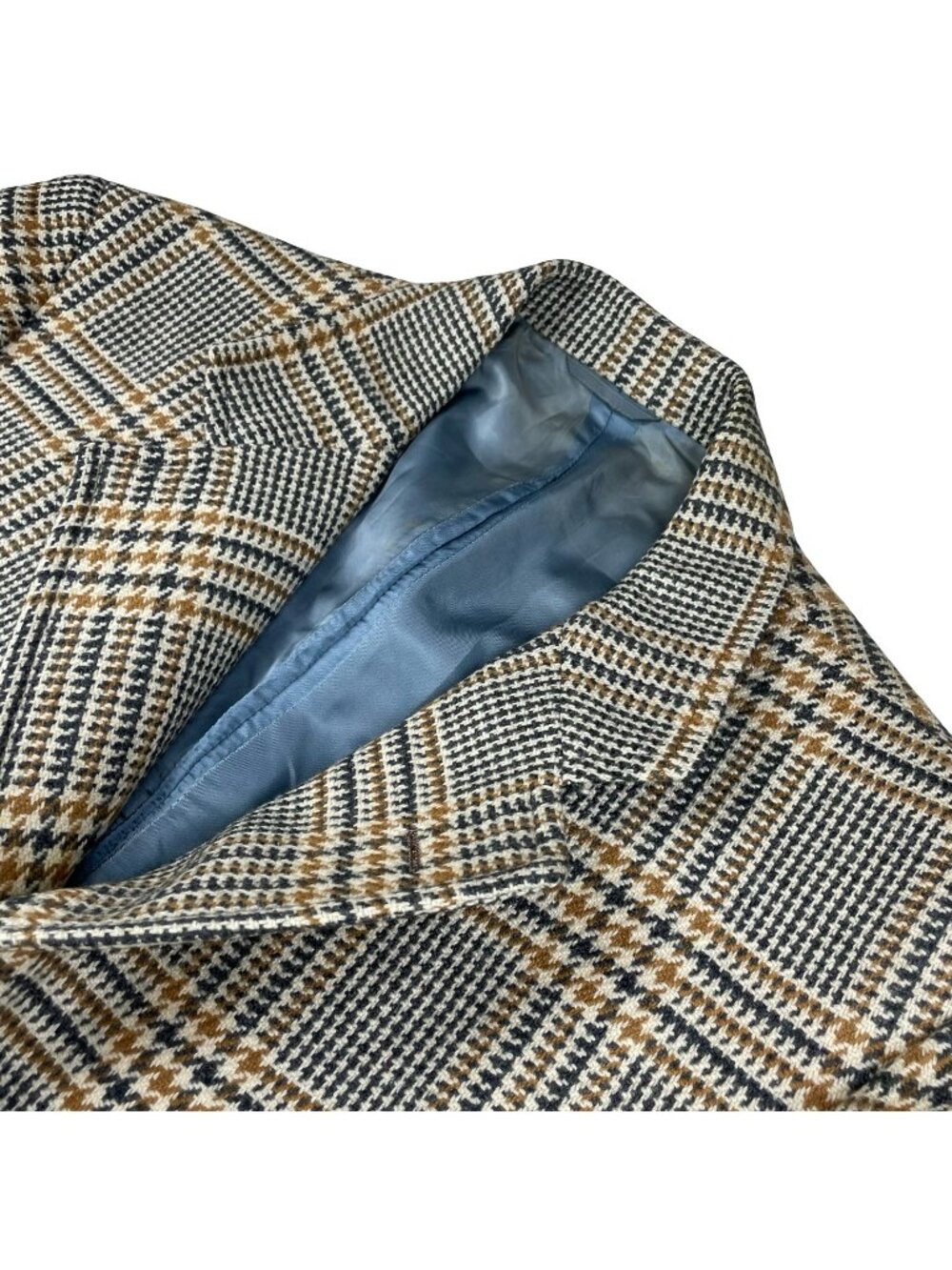 VTG Southwick Men’s Tweed Blazer Beige/Gray/Tan Houndstooth Plaid • 40R
